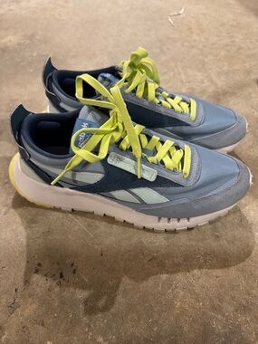 Reebok Light Blue and Neon Yellow Athletic Sneakers
